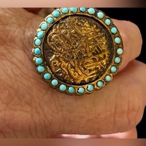 Boutique 2Pc Stunning Turquoise Ring & Bracelet Set